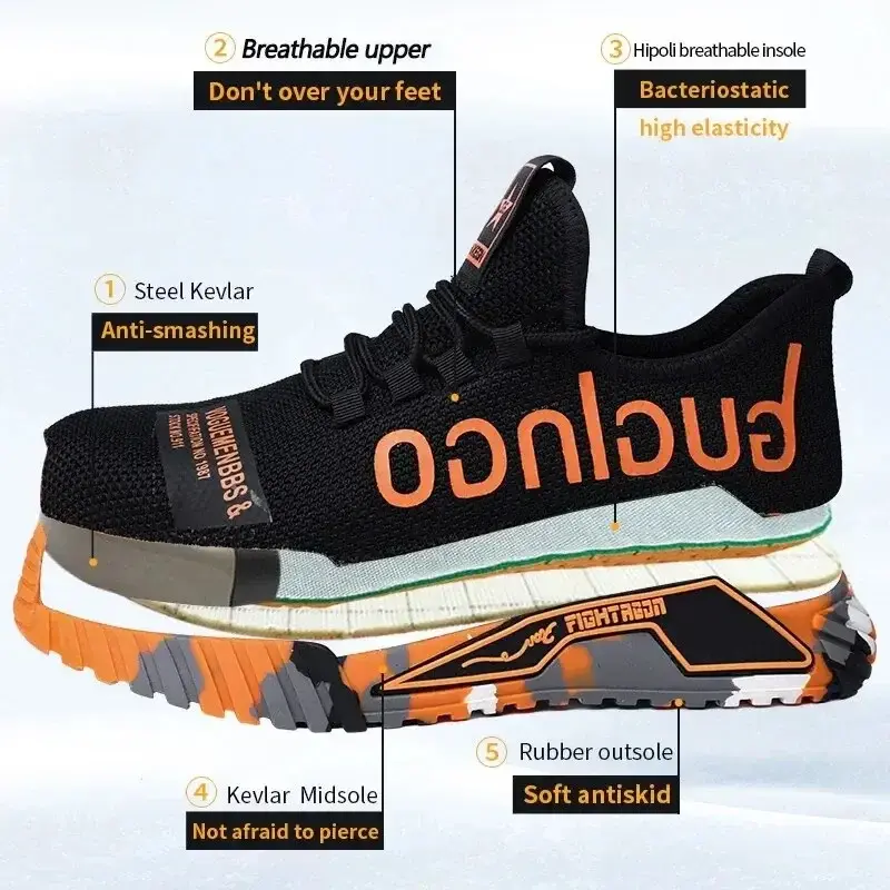 Thumbnail: Safety Shoes Men for Work Safety Boots Steel Toe Protective Shoes Puncture Proof