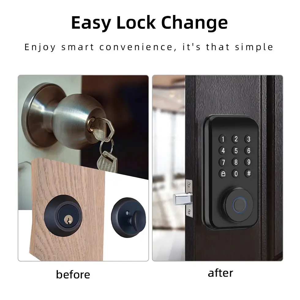 Thumbnail: CDOK DS02 Tuya Smart Fingerprint Deadbolt Lock with Latch/Door Sensor Auto Lock