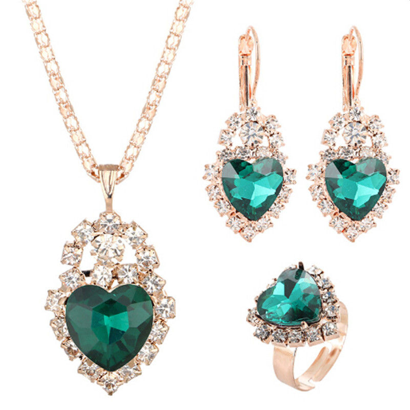 Thumbnail: Jewelry Sets Women Wedding Jewelry Set for Brides Gold-Color Zirconia Earring Pe