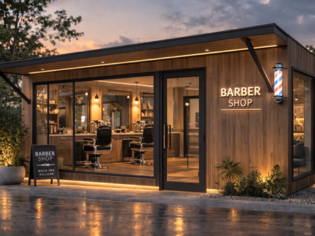 3d render of modular container barbershop