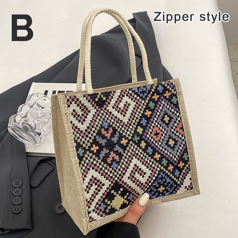 Thumbnail: Canvas Bags For Women Shoulder Bag Retro Casual Tote Handbags Ethnic Style Large