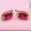 Thumbnail: Romantic New in 585 Purple Gold Inlaid Red Gem Earrings for Women Classic 14K Ro