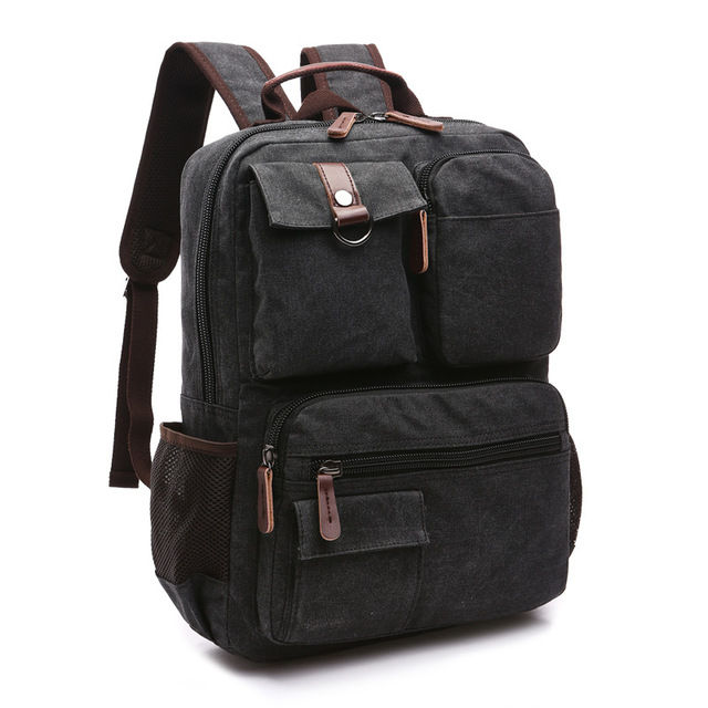 Thumbnail: Men Laptop Backpack Rucksack Canvas School Bag Travel Backpacks for Teenage Male