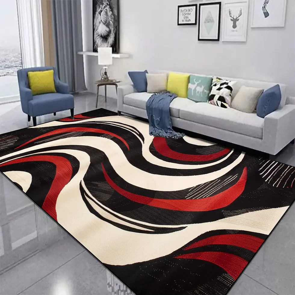 Thumbnail: Red Black Swirl Rug Abstract Carpet for Living Room Large Bedroom Decoration Rug