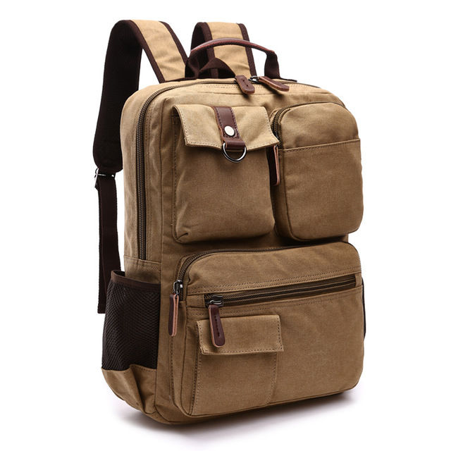 Thumbnail: Men Laptop Backpack Rucksack Canvas School Bag Travel Backpacks for Teenage Male