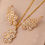 Thumbnail: Luxurious Diamond-Filled Floral Set, Gold Diamond-Encrusted Necklace and Earring
