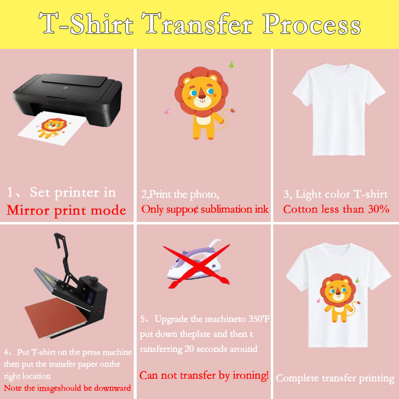 Thumbnail: 20/50Pcs A3 A4 Sublimation Heat Transfer Paper For Inkjet Printer DIY T Shirt Cl