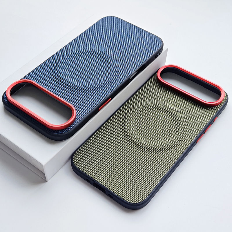 Thumbnail: For iPhone 17 Pro Max 17 Air Case Luxury Magnetic Soft TPU+Nylon Woven Leather B