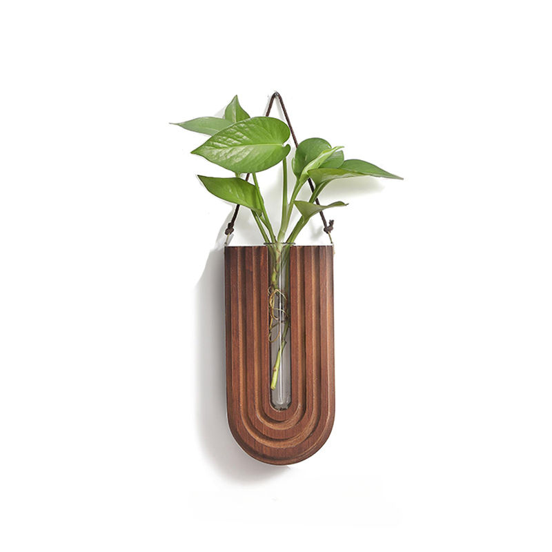 Thumbnail: Simple Wooden Flower Vase Wall Mounted Hanging Flower Pots Hydroponic Plant Cont