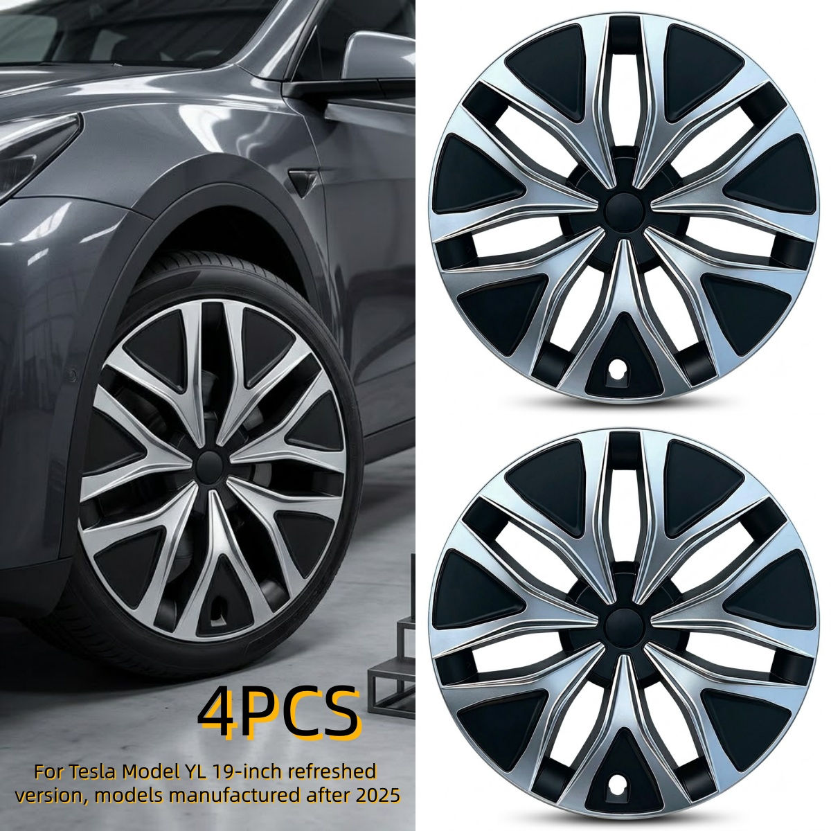 4x 19" Hub Cap Rim Covers For 2025 New Model Y L Refreshed Auto Wheel Protectors