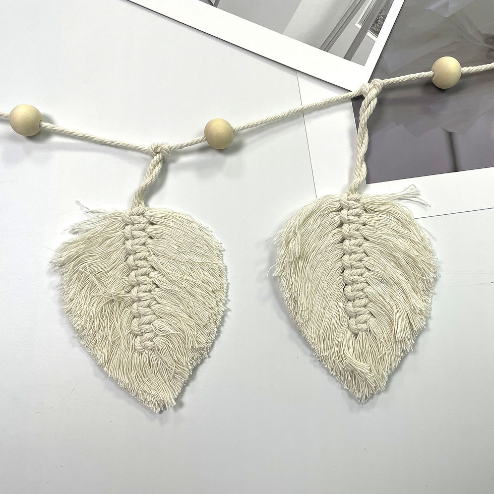 Thumbnail: 1 Set Large Macrame Wall Hanging Boho Leaf Tassels Christmas Decoration Wall Dec