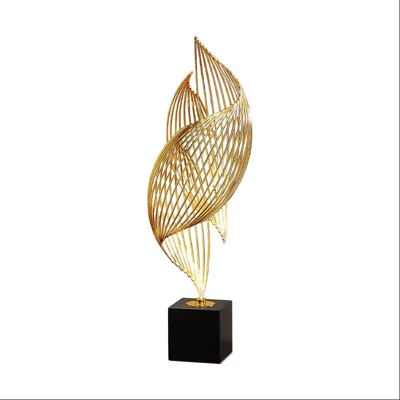 Thumbnail: Abstract Modern Decor  Metal Sculptur Art Golden Statue Living Room Home Decorat