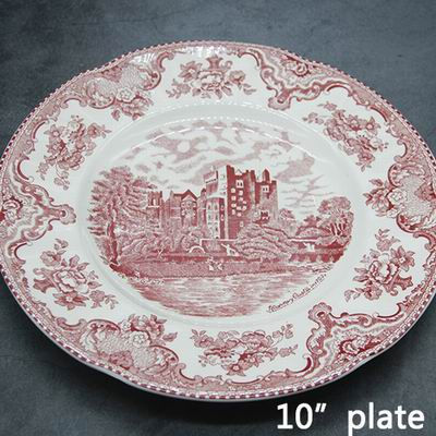 Thumbnail: European Style The Old Britain Castles Pink Dinner Set Dinner Ceramic Breakfast