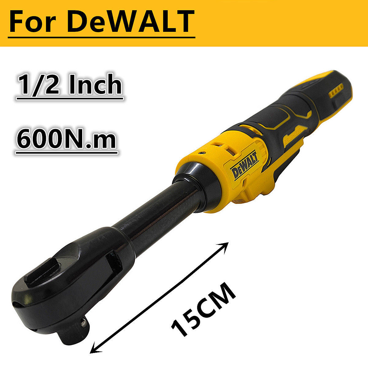 For Dewalt 20V Battery 1/2" Brushless Ratchet Wrench 15cm Extended Long Head Cor