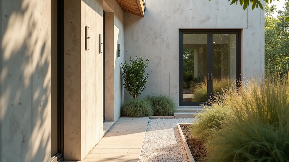 Close-up view of sustainable materials used in facade design