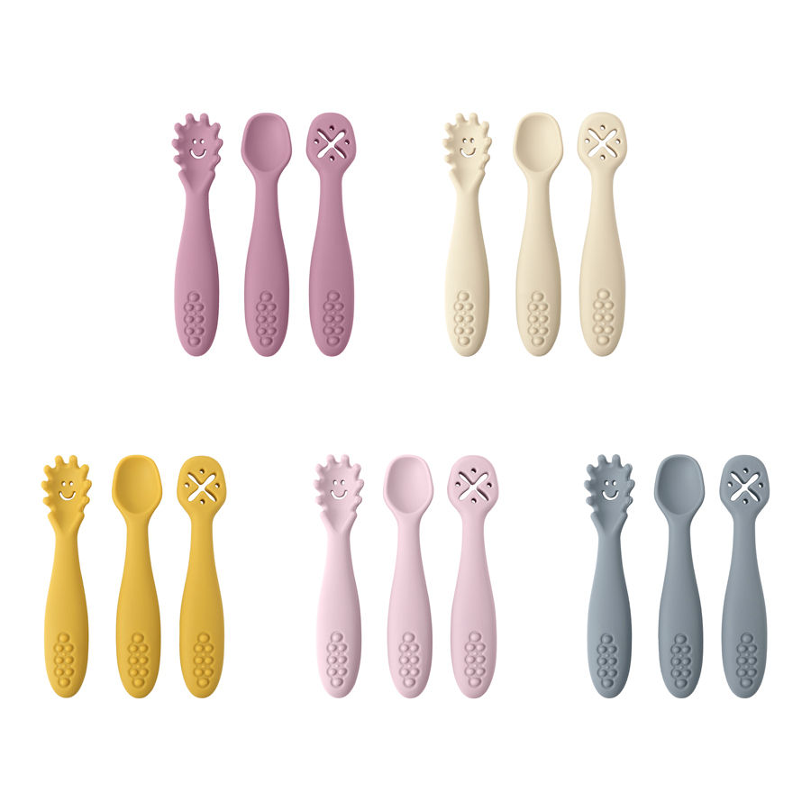 Thumbnail: 3PCS Cute Baby Learning Spoons Utensils Set Newborn Feeding Spoon Set Toddler Sc