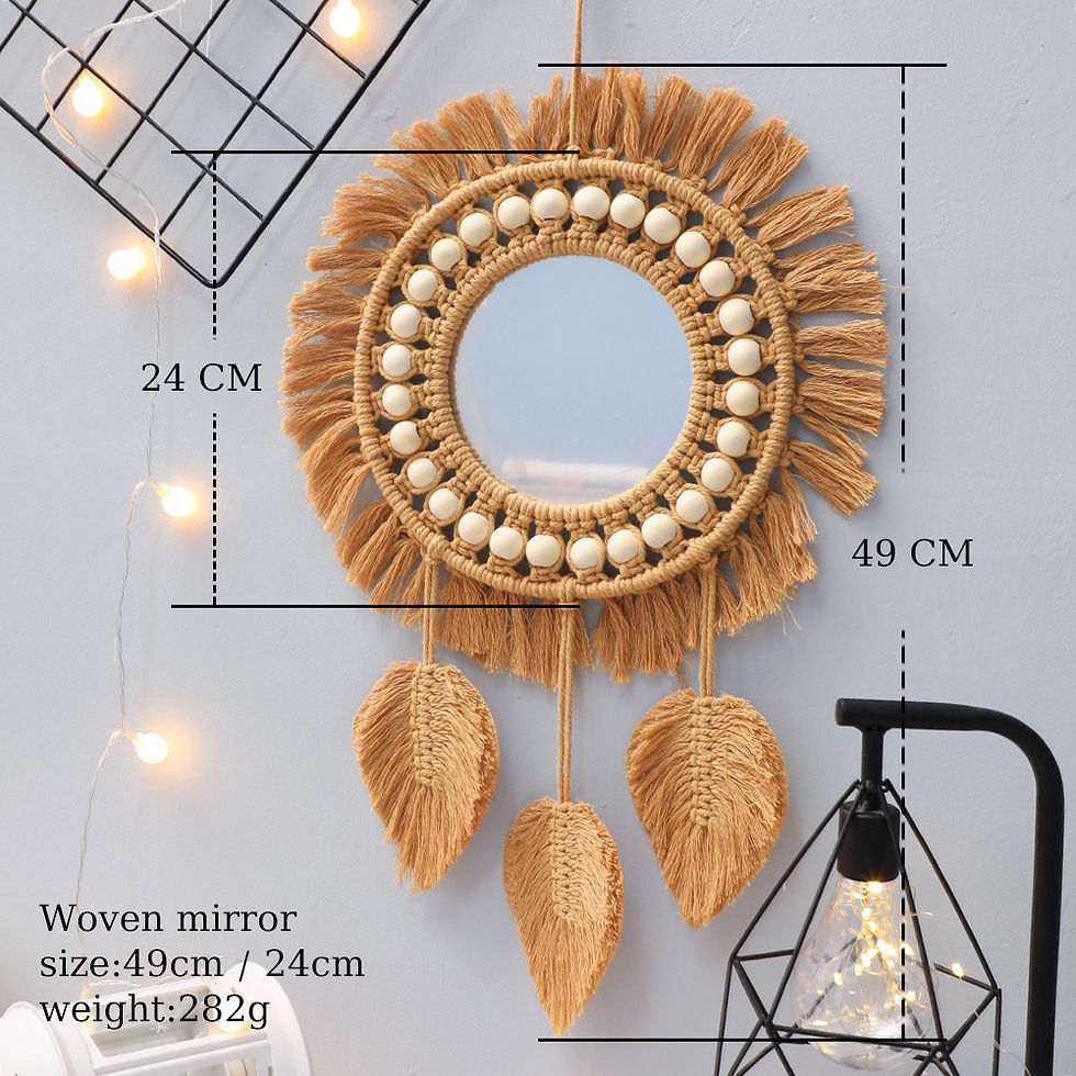Thumbnail: Round Wall Mirrors Room Decor Hand Woven Decorative Mirror Wall Hanging Mirror f