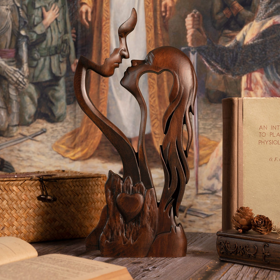 Thumbnail: Eternal Love Home Decor Wooden Decor, Tabletop Sculpture, Couple Kissing Love Ar