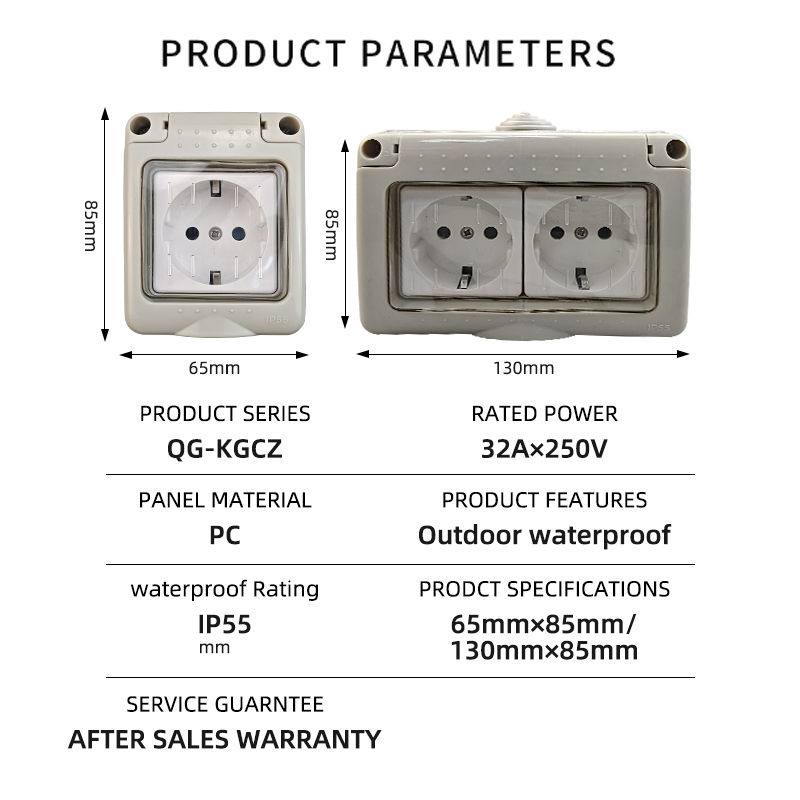 Thumbnail: Herepow IP55 Waterproof Socket Universal UK EU FR Dual Standard Outdoor Power Ou