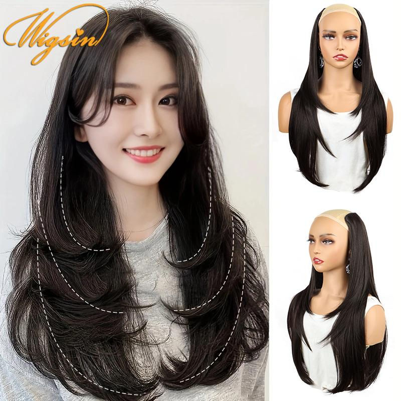 ✨ WIGSIN 22-Inch Synthetic V-Shaped Clip-In Hair Extension – Long, Straight