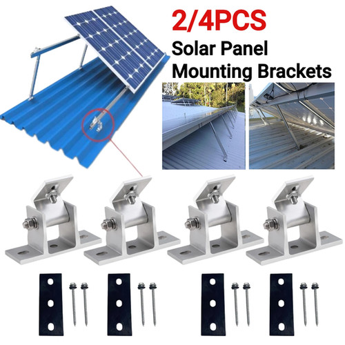 4/2PCS Solar Panel Mounting Bracket Adjustable Angle Flat Roof Mount ...