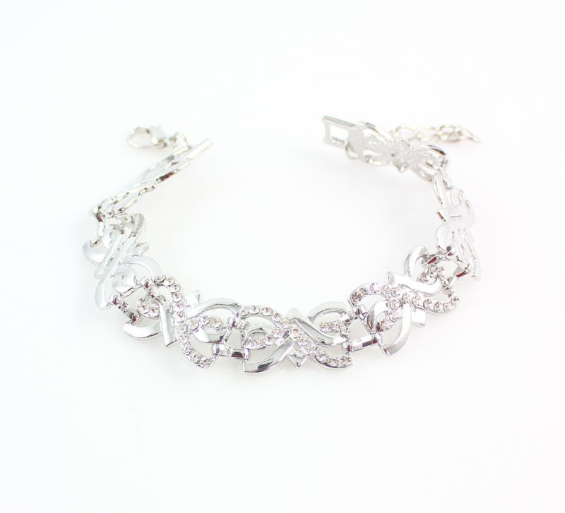 Thumbnail: Women wedding Crystal jewelry sets gold Silver color sets necklace earring ring