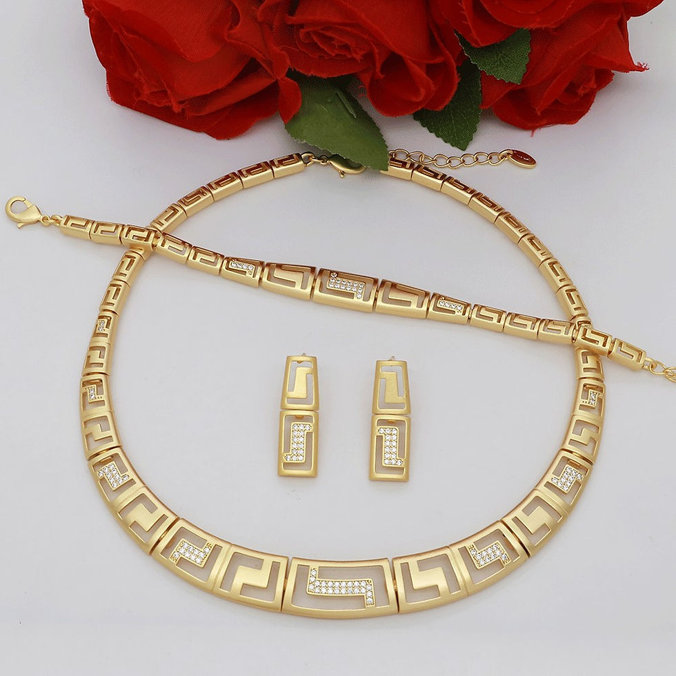Thumbnail: Dubai Vintage Jewelry Sets For Women Luxury Design Shiny Zircon Gold Plated Neck