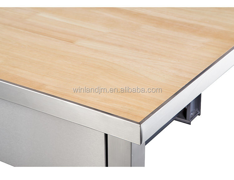 Thumbnail: Modern Warehouse Staff Workstation Metal Frame Office Desk With Wood Top Workben