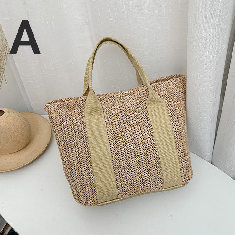 Thumbnail: Women Casual Rattan Handbags Fashion Summer Beach Straw Bag Woven Shopping Bag T