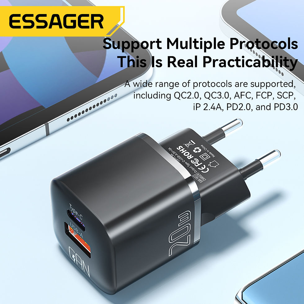 Thumbnail: Essager 20W GaN USB Type C Charger PD Fast Charge Phone QC 3.0 Quick Chargers Fo