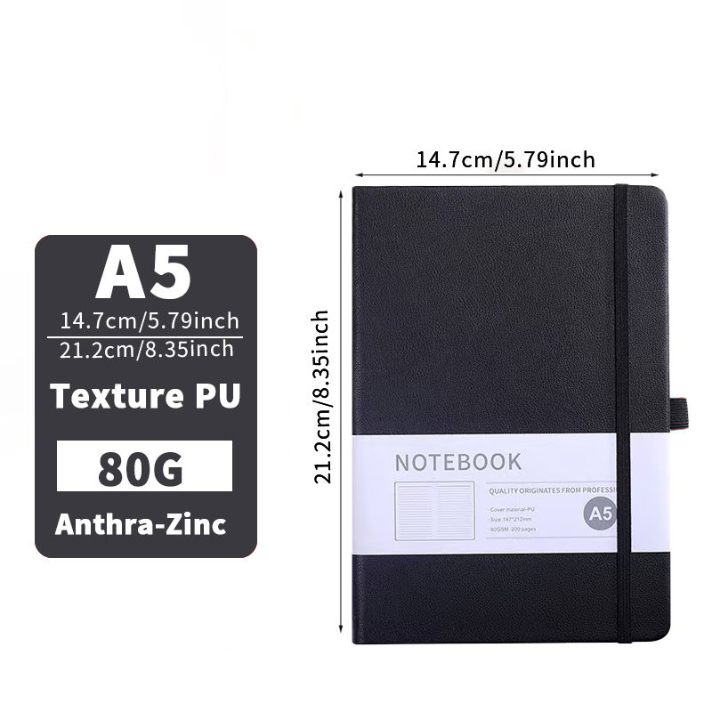 Thumbnail: Thickened A5 100pcs 200 Pages Simple Notebook Business Texture PU Notepad Busine