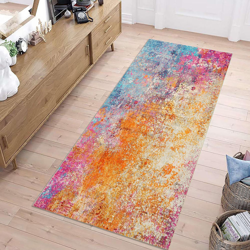 Thumbnail: Modern Abstract Runner Rug Living Room Long Carpet Stain-Resistant Dining Mat fo