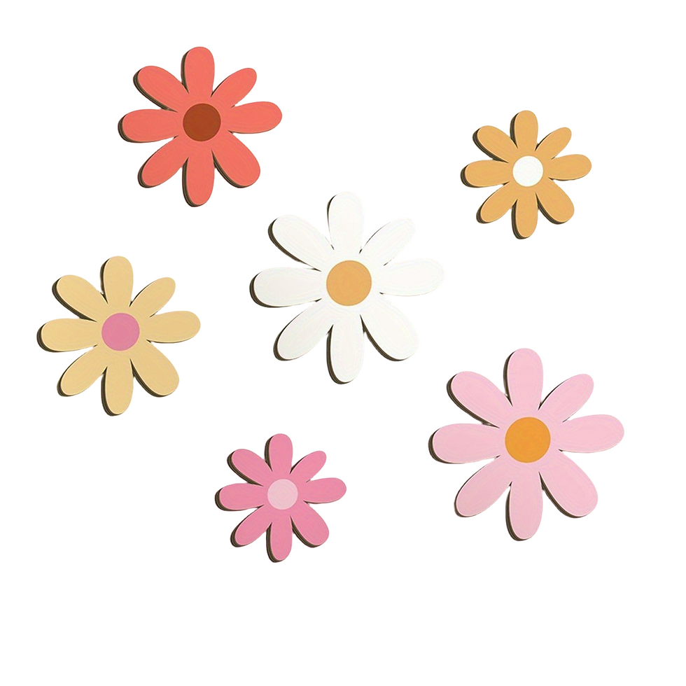 Thumbnail: Nordic Wooden Flower Wall Ornaments Kids Room Decoration Boho Wood Daisy Flowers