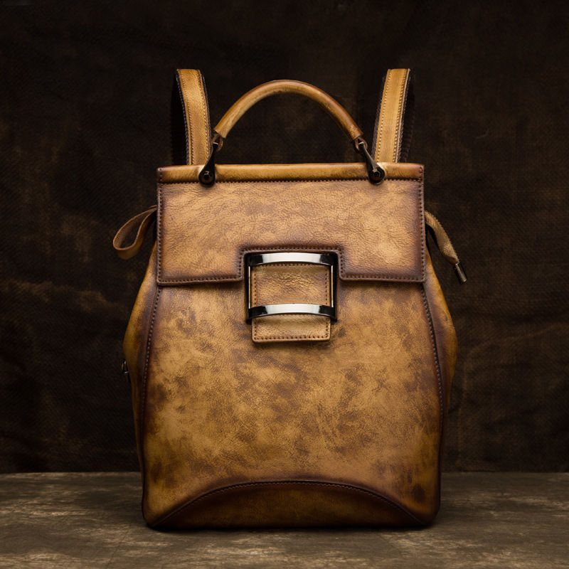 Thumbnail: Women's Bag High Quality Vintage Backpack For Women Luxury Genuine Leather Backp