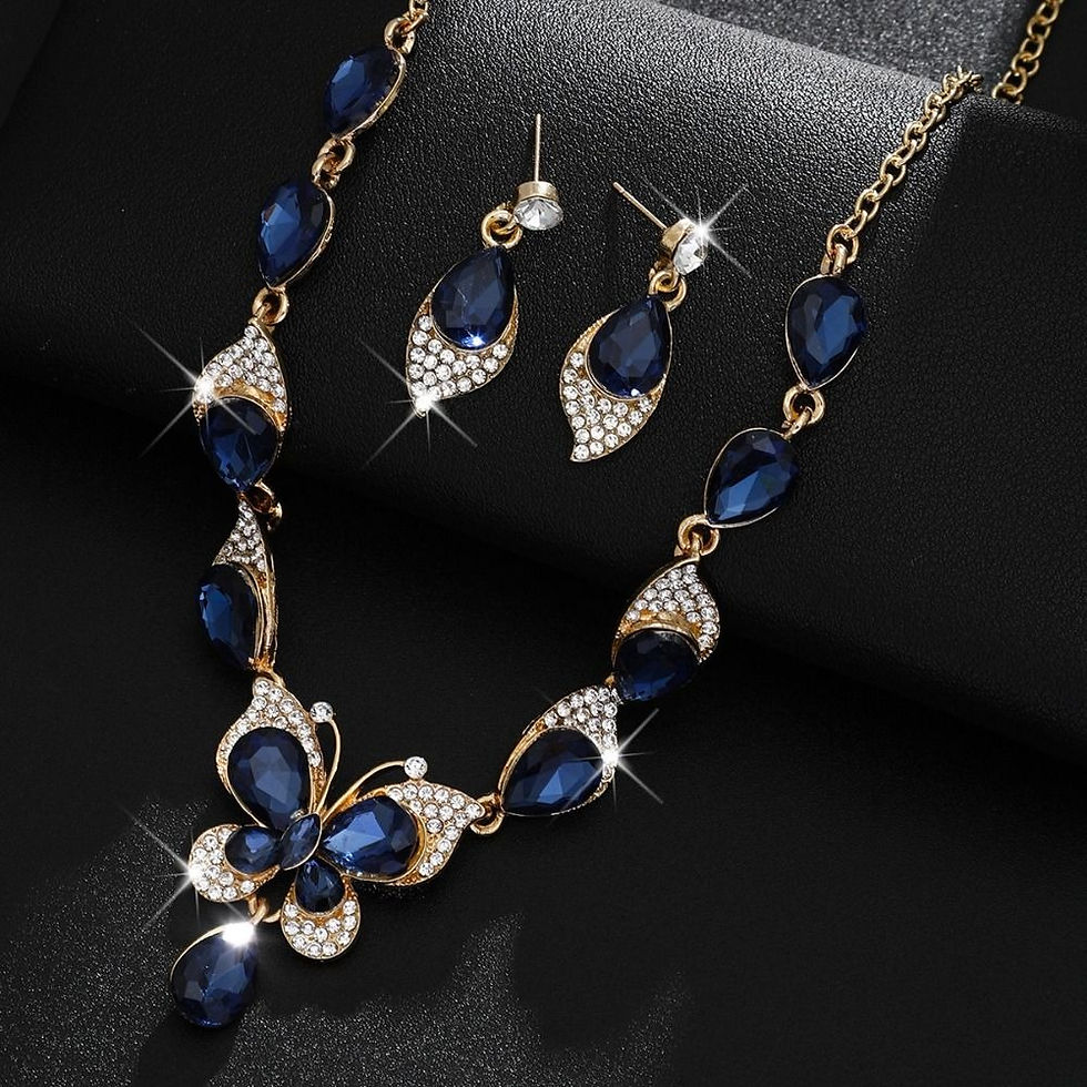 Thumbnail: Crystal Rhinestone Jewelry Set Bracelet Shining Earrings Necklace Set Exquisite