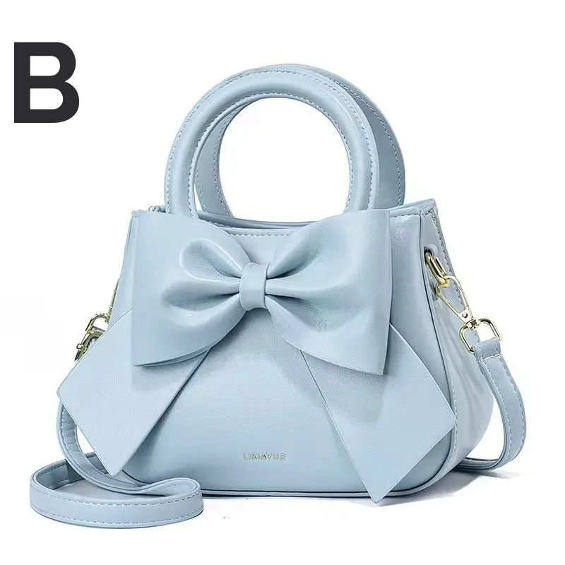 Thumbnail: Fashion Casual Handbags For Women Cute Bow Black White Blue Kahki PU Handbags Tr