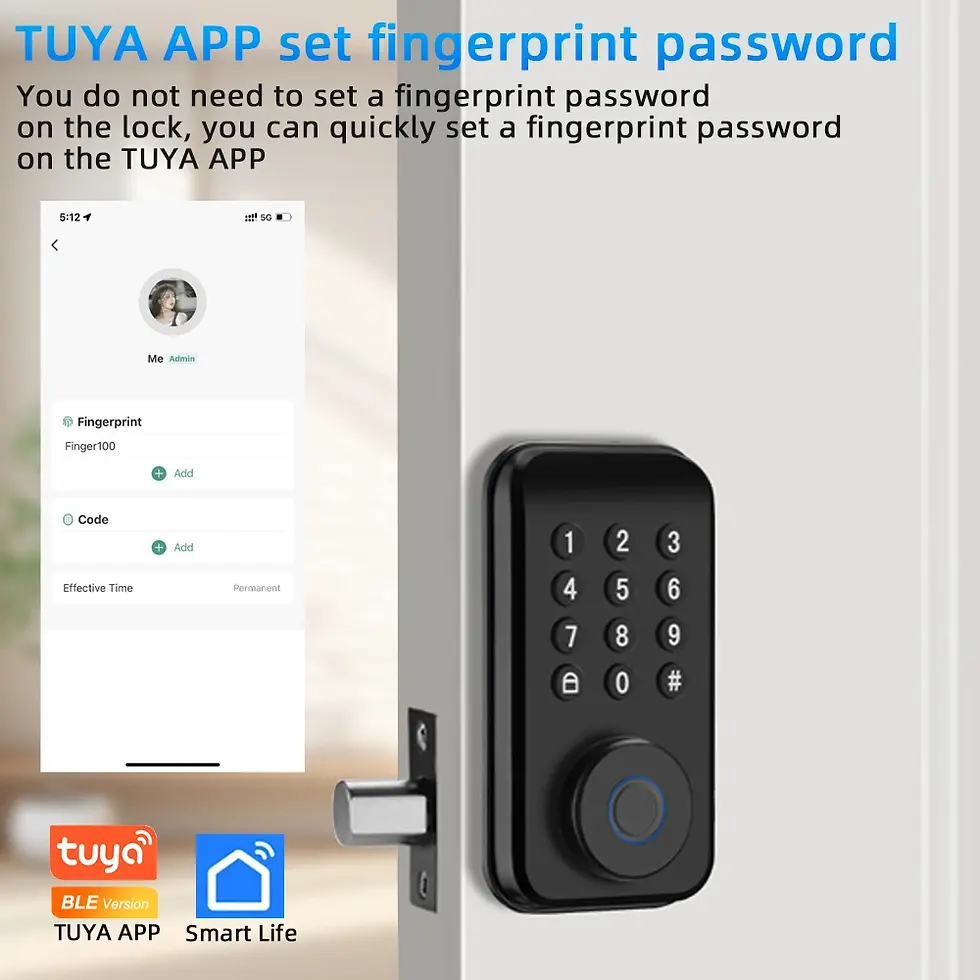 Thumbnail: CDOK DS02 Tuya Smart Fingerprint Deadbolt Lock with Latch/Door Sensor Auto Lock