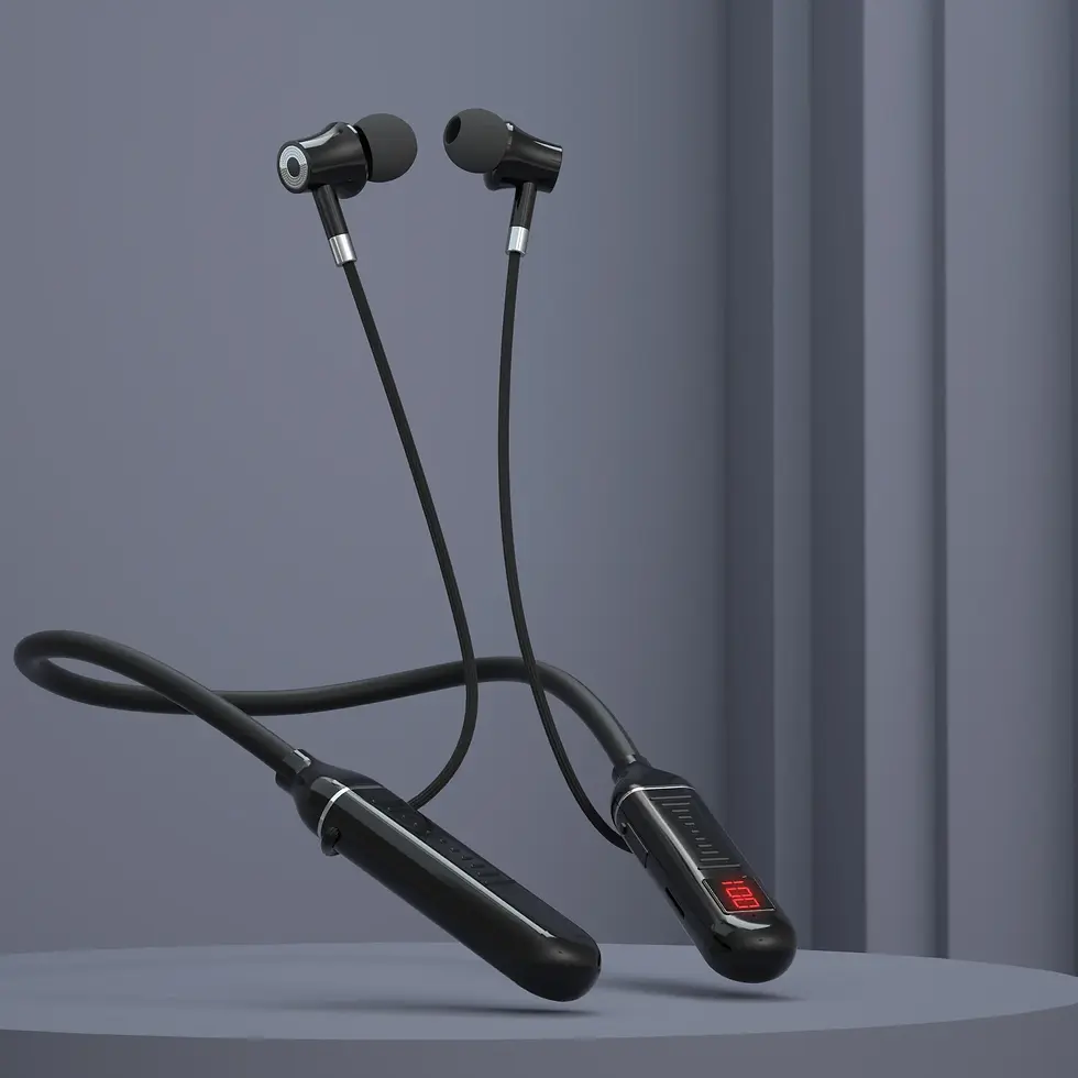 Thumbnail: Wireless Earphones 5.3 Neckband Headphones Gaming LED Display Stereo Sports Head