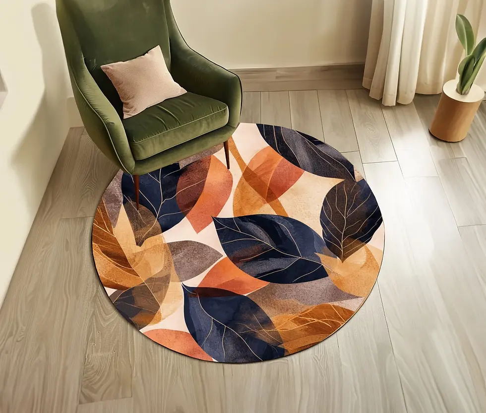Thumbnail: Mid Century Boho Round Rug Stylish Contemporary Abstract Round Rug Unique Large