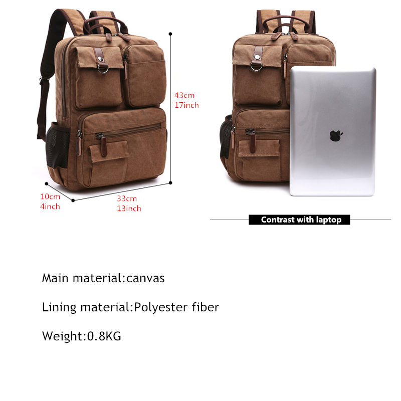 Thumbnail: Men Laptop Backpack Rucksack Canvas School Bag Travel Backpacks for Teenage Male