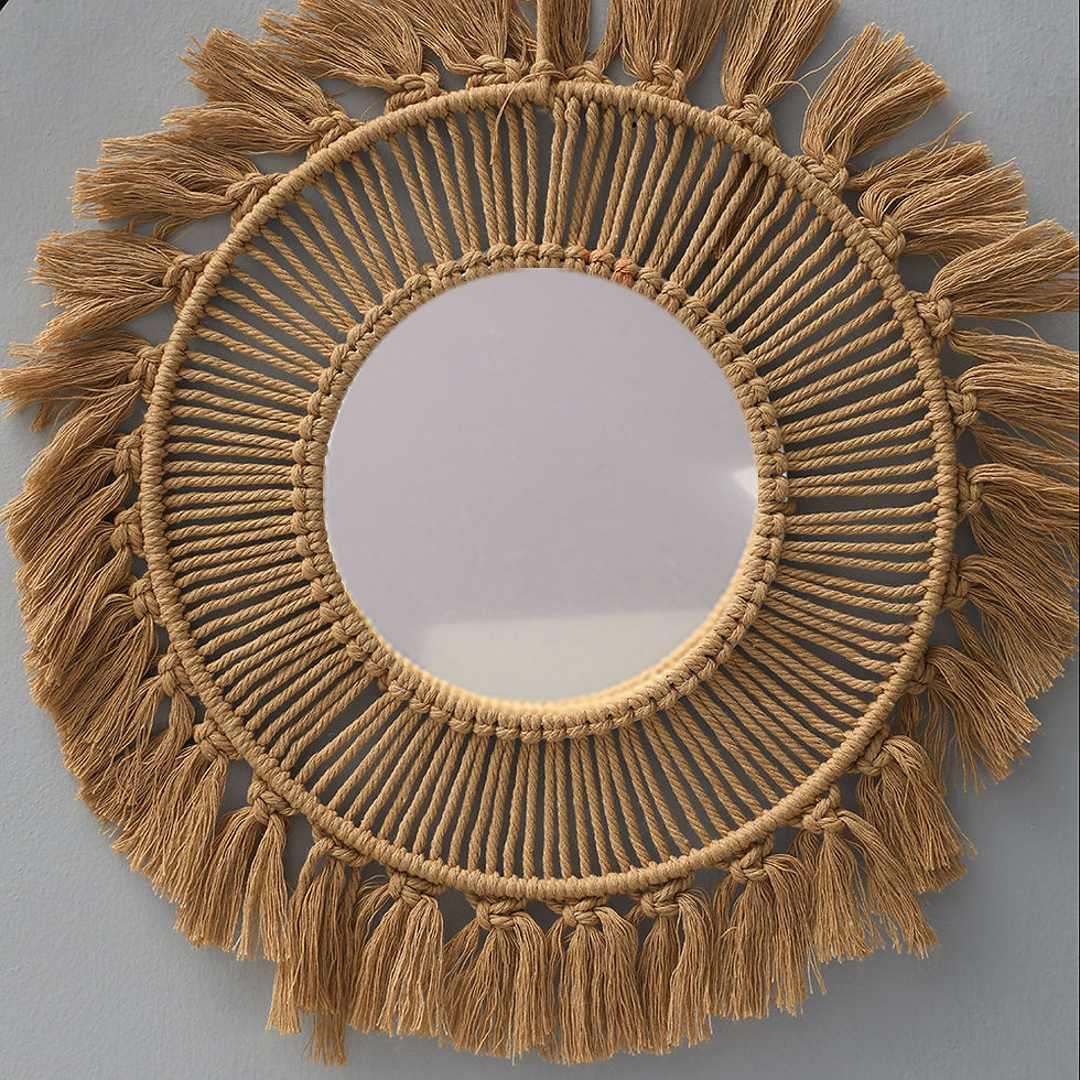 Thumbnail: Round Wall Mirrors Room Decor Hand Woven Decorative Mirror Wall Hanging Mirror f