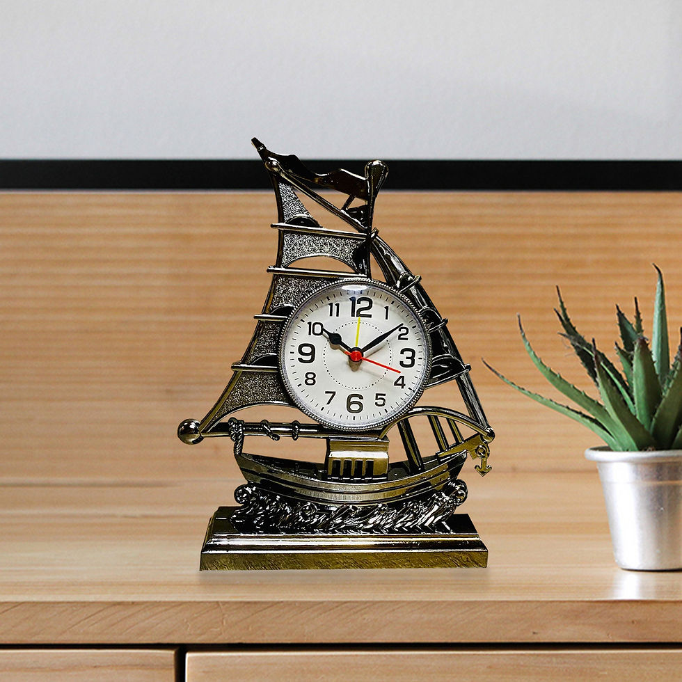 Thumbnail: Desk Clock Home Decor Ornament Sailing Figurine Alarm Clock Table Clocks for Kit