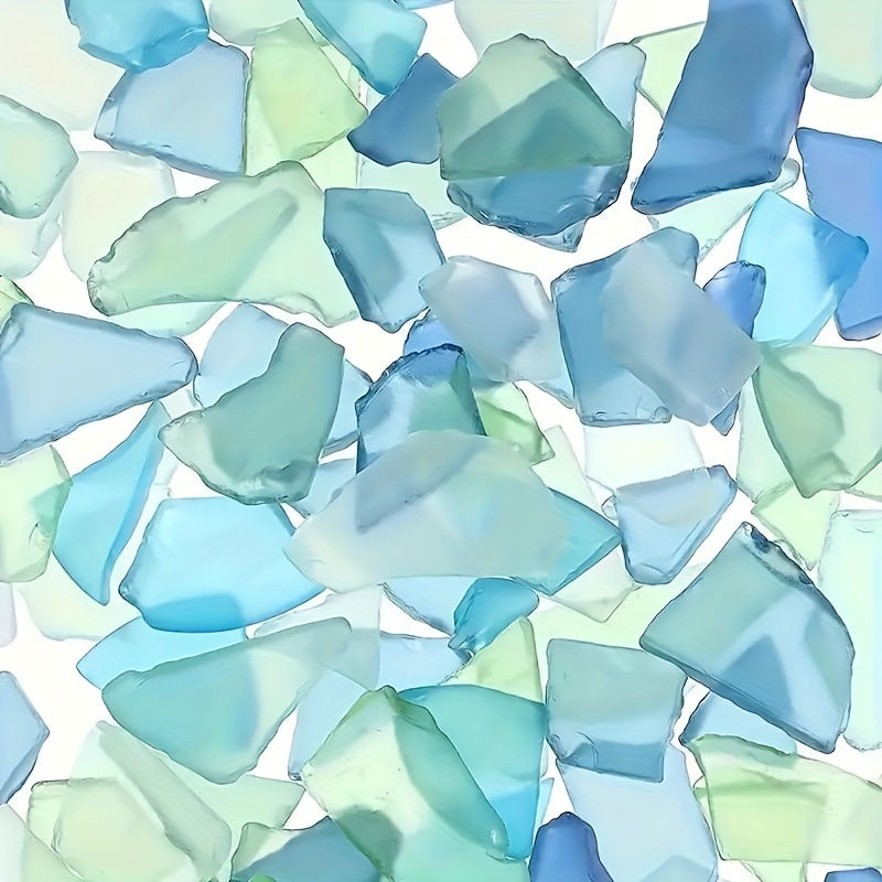 Thumbnail: Craft decorations, sea colored glass shards, light frosted vase inlaid with glas