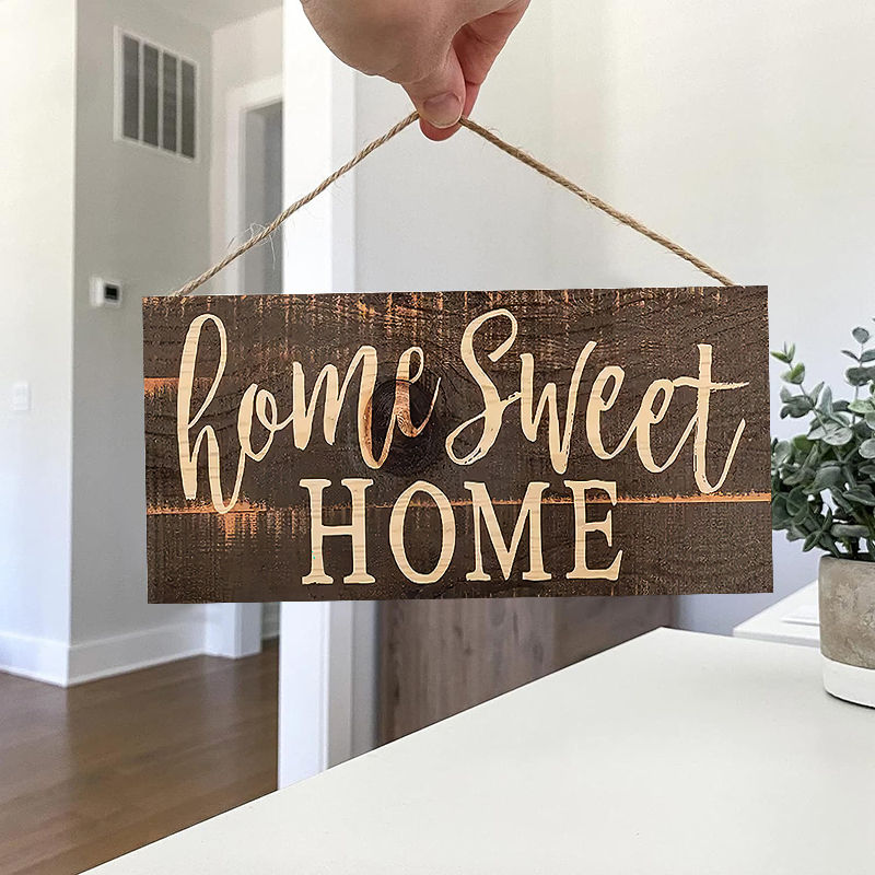 Thumbnail: Rustic Home Sweet Wall Hanging Decor Wood Art Plaques Sign Door Sign for Home Li