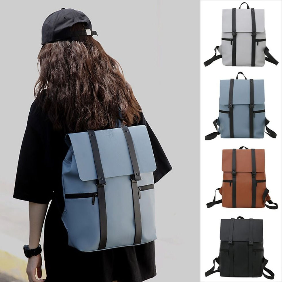 Thumbnail: Waterproof School Bags Large Capacity Portable Laptop Backpacks Solid Color Adju