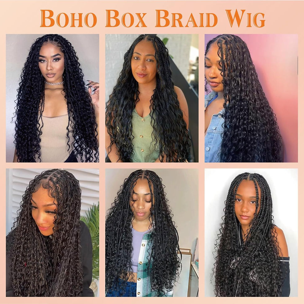 Thumbnail: 😘 Synthetic Long Bohemian Braided Wigs Boho Box Braid Wigs for Black Women