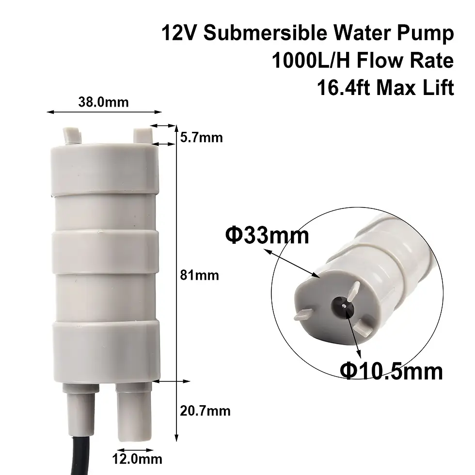 Thumbnail: 1pcs 1000L/H 12V Submersible Water Pump For Garden Sprinklers Lawn Shower Motorh