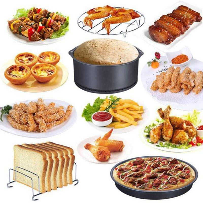 Thumbnail: Non Stick Pizza Pan Set for Air Fryer and Oven Cooking Round Cake Baking Pan for