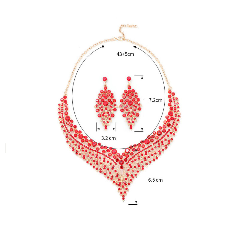 Thumbnail: Luxury Jewelry Set Wholesale Elegant Bridal Wedding Prom Red Crystal Statement E