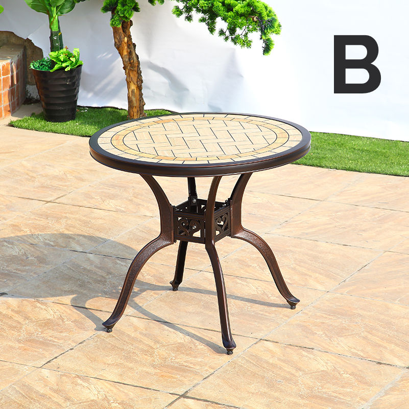 Thumbnail: 80cm Outdoor Table Marble Tiles Design Dining Table Courtyard Leisure Rust-Resis